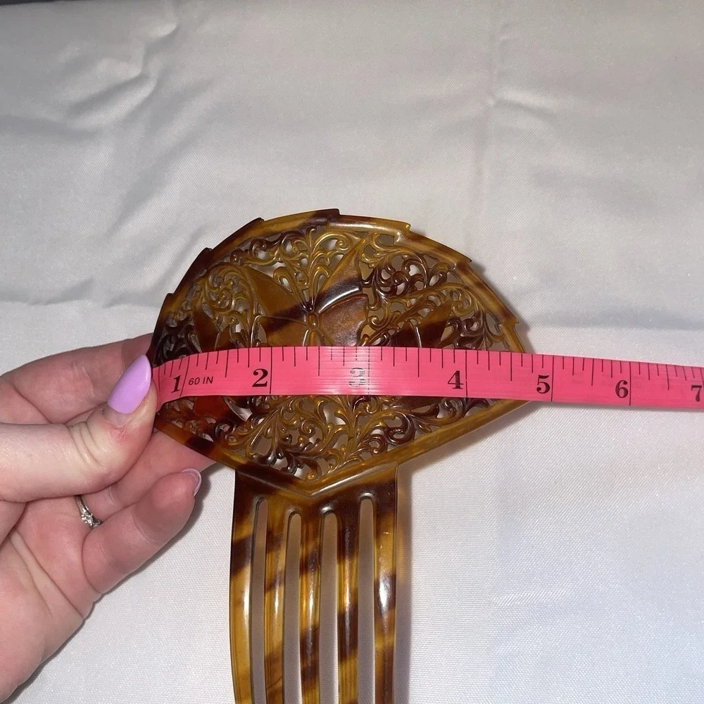 Vintage Art Deco Spanish Hair Comb Tortoise Shell Antique Hair Accessory Brown